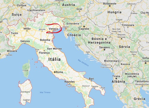 Mapa das Fronteiras com a Itália