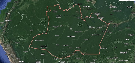 Manaus. Mapa da Amazônia